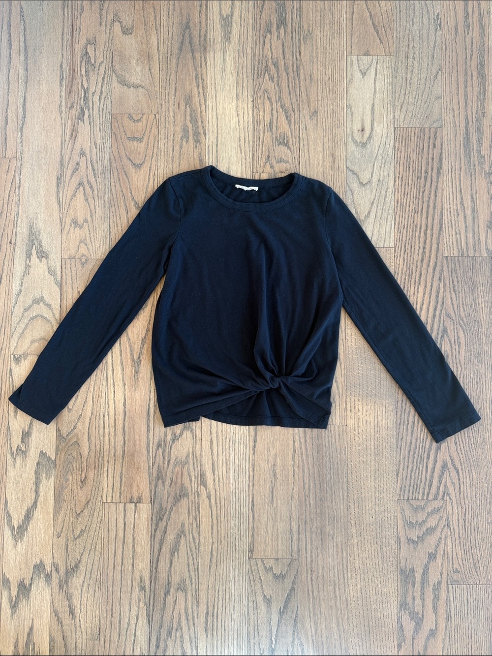 Madewell Women’s Black Crew Neck Long-Sleeve Twist Front Top Size X-Small